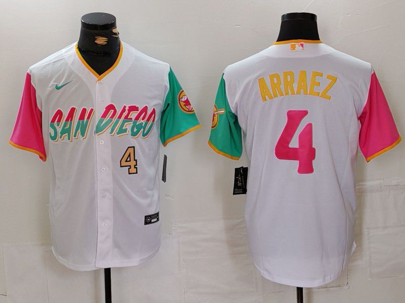 Men San Diego Padres #4 Arraez White City Edition Game Nike 2024 MLB Jersey style 3->san diego padres->MLB Jersey